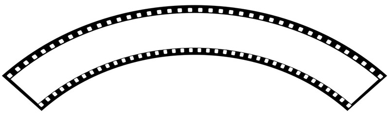 Arc Shape Blank Film Strip, videography elements, cinema reel. Filmstrip without frames representing photography and film concepts isolated transparent background