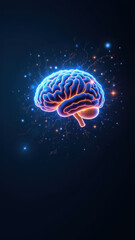 Fototapeta premium A visual metaphor for artificial general intelligence featuring a human brain with digital sparkles.