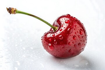 Fresh Red Cherry Fruit Isolated on a White Background