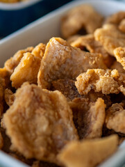 Delicious breaded and fried fish served in a seafood portion
