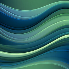 Naklejka premium Smooth flowing abstract waves in blue and green gradient creating a modern fluid motion background aesthetic