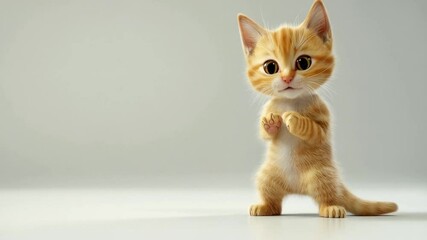 Playful cat animated 3d scene, smooth repetitive motion for background video animation