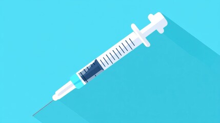 Syringe on a blue background with a focus on medical instruments for health and safety applications. Generative AI