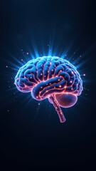 A detailed illustration of a human brain with futuristic elements, highlighting artificial general intelligence.