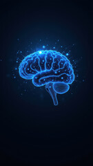 Fototapeta premium Brain-inspired AI with sparkles against a dark background.