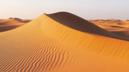 Orange Sand Dunes at Sunset Desert Landscape
