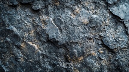 Close-up of a rough and weathered dark rock surface