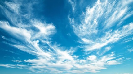 Blue Sky with White Wispy Clouds