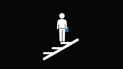 Obraz premium Junger Geschäftsmann geht Treppenstufen zur Karriereleiter aufwärts