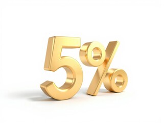 Gold five percent digital image. 5% income or 5% off on sale concept. 3d generative rendering. For graphic banner design layouts, posters, wallpapers, web design, prints ad