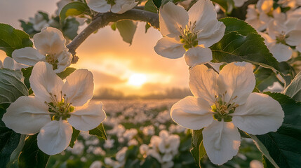 Sunrise Blooms in Orchard