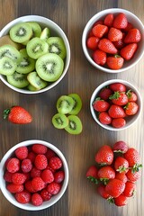 Delicious Fresh Kiwi Strawberry Raspberry Fruit Bowl Assortment