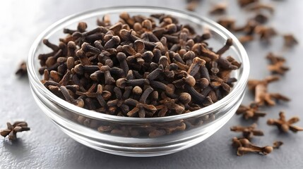 Fototapeta premium Close-up Aromatic Cloves in Glass Bowl Spice