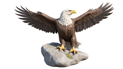 Obraz premium Eagle with Wings Spread on Rock