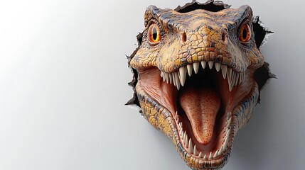 Naklejka premium 3D dinosaur sculpture with dramatic lifelike details photo