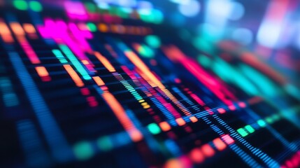 Abstract Neon Data Stream Digital Art Background Vibrant Colorful Technology Lines Pattern Futuristic Modern Design Graphic Illustration Bright Pixels