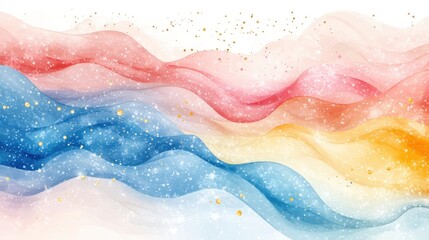 Fototapeta premium Abstract Waves of Color with Sparkles in Soft Pastel Tones