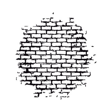 Cracked broken brick wall
