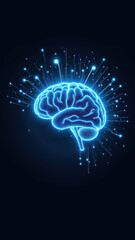 Fototapeta premium A futuristic graphic with a human brain emitting light waves, symbolizing artificial general intelligence.