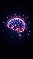 Fototapeta premium A digital illustration representing artificial general intelligence with a brain graphic surrounded by sparkles.