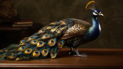 Elegant peacock with colorful shimmering feather HD pictures