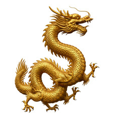 Golden chines Dragon isolated on transparent background, Golden Dragon PNG