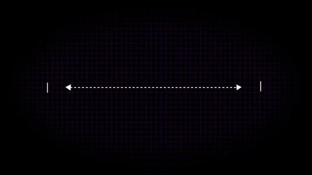 Measuring distance length dotted line animation, isolated on grid background with alpha channel.4k