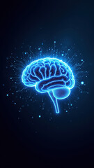 A futuristic representation of artificial general intelligence with a glowing brain symbolizing advanced cognition and technology.