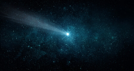 Meteorite, meteor, asteroid, comet in the night sky. Elements of this image furnished by NASA.