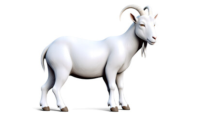 Fototapeta premium White Goat, Farm Animal, 3D Render, Isolated Illustration