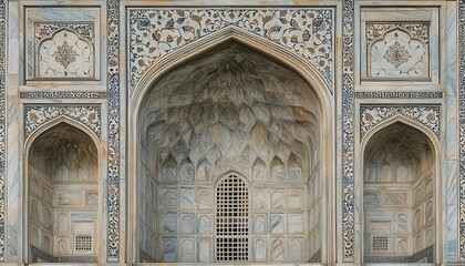 Obraz premium A close-up of the intricate details of the Taj Mahal, Travel, Photography, Soft and detailed