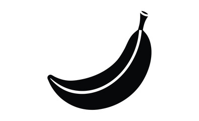 Banana silhouette, tropical fruit vector, black and white illustration