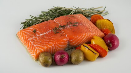 Fresh Salmon Fillet with Roasted Vegetables and Herbs