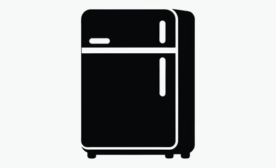 Refrigerator silhouette, kitchen appliance vector, black and white illustration