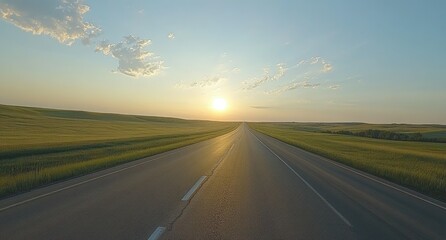 Sunset Highway Prairie Road Trip Scenic