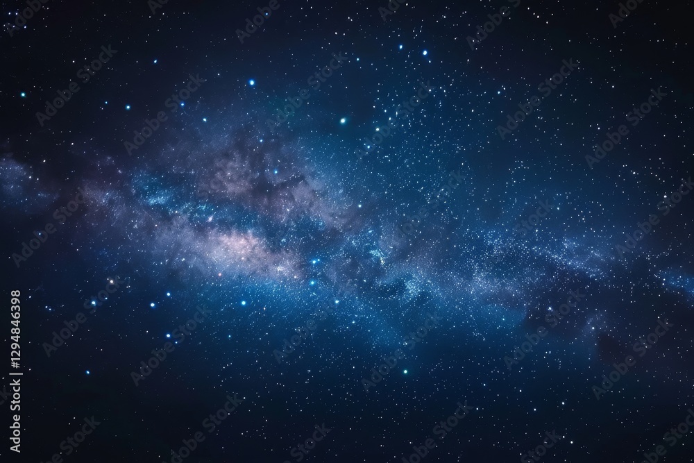 Wall mural a dark night sky with a vibrant milky way galaxy shining above, a starry night sky with a twinkling 