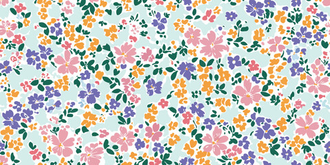 Tiny floral seamless pattern. Cute flower repeat background for summer, design, packaging, fabric, wallpaper, branding, stationery, wrapping paper, interior