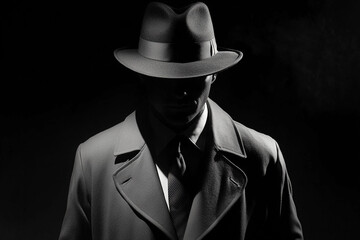 Mysterious Secret Agent  , Undercover Spy Concept,  secret agent man, Old fashioned detective