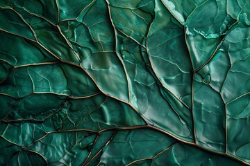 A close-up shot of a vibrant green leaf with intricate veins, Delicate veins coursing through emerald green