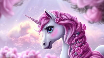 Fototapeta premium Beautiful unicorn character in Spring
