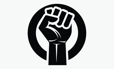 Raised fist silhouette, protest symbol vector, black power icon