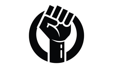 Raised fist silhouette, protest symbol vector, black power icon