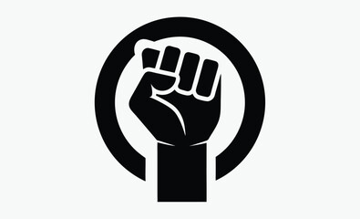Raised fist silhouette, protest symbol vector, black power icon