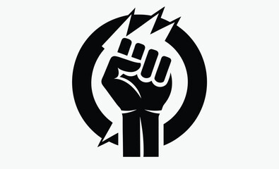 Raised fist silhouette, protest symbol vector, black power icon