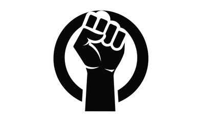 Raised fist silhouette, protest symbol vector, black power icon