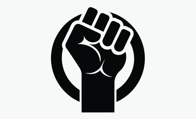 Raised fist silhouette, protest symbol vector, black power icon