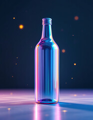 Glass Bottle Product Mockup with Neon Lighting