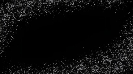 Elegant silver glitter frame on black background with space for text
