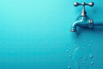 Faucet dripping water on teal surface