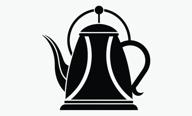 Electric kettle silhouette, tea pot vector, kitchen appliance icon